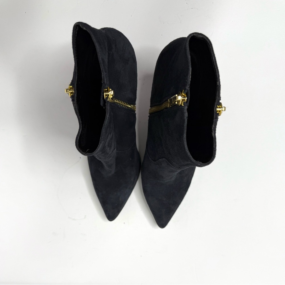 Calvin Klein BIONDA Black Suede Ankle Boots Size 6.5 Double Zipper - Picture 2 of 6